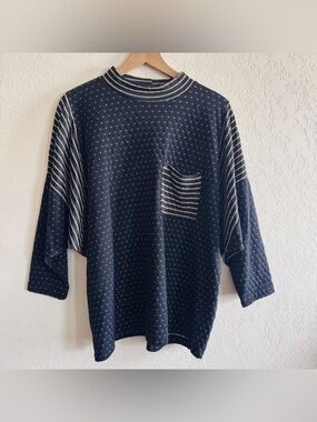 Vintage | Stefano | black and gold stripe and polka dot top | 22/24